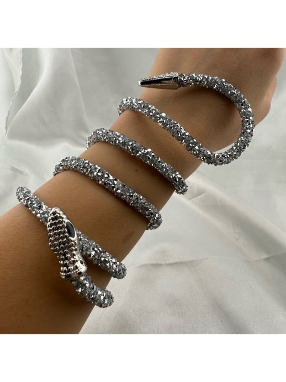 Serpent serpentine diamond glitter lux multi Snake Wrap necklace